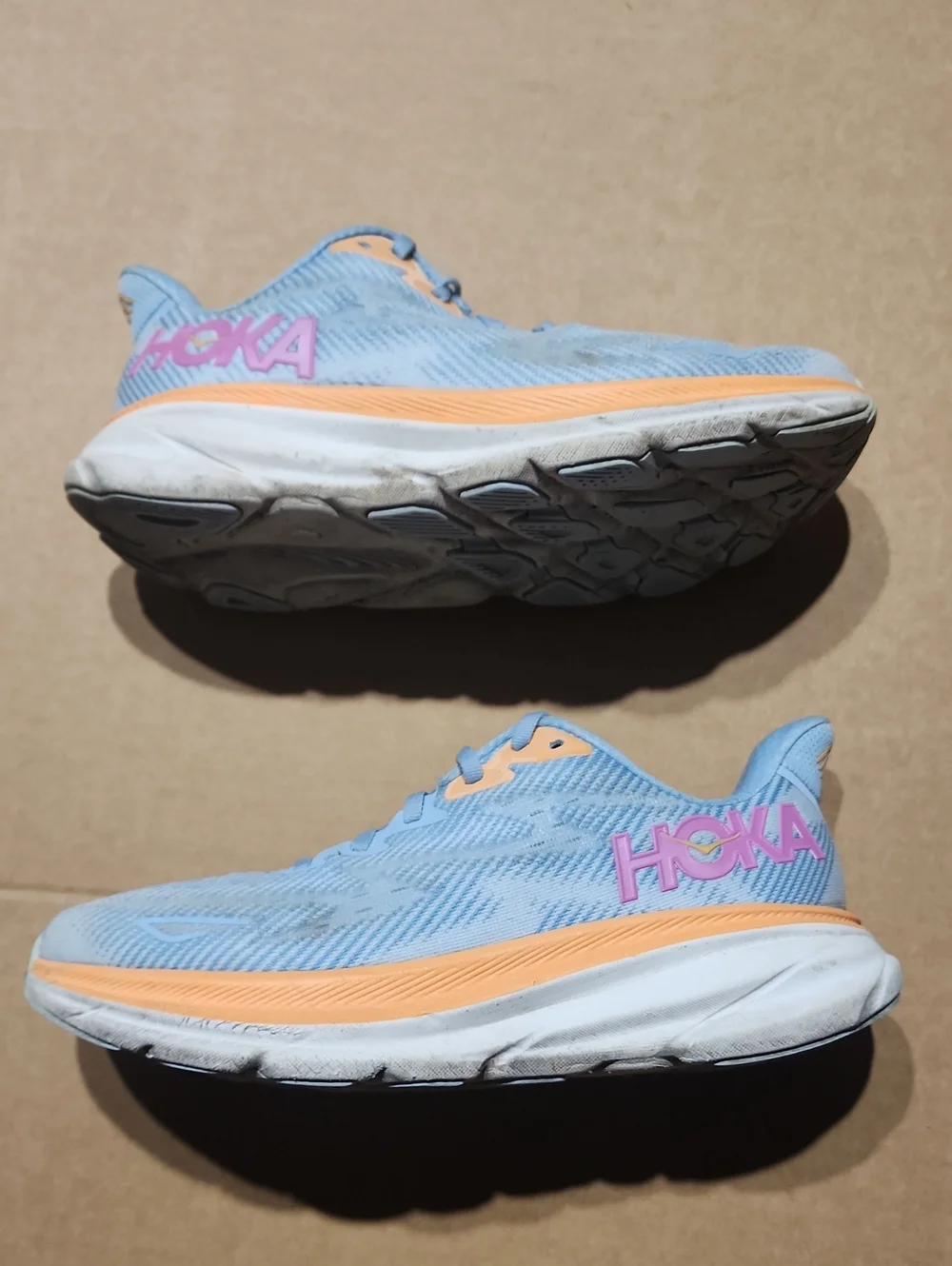 Hoka One One Womens Clifton 9 Blue Running Shoe Sneaker Size 7.5 B